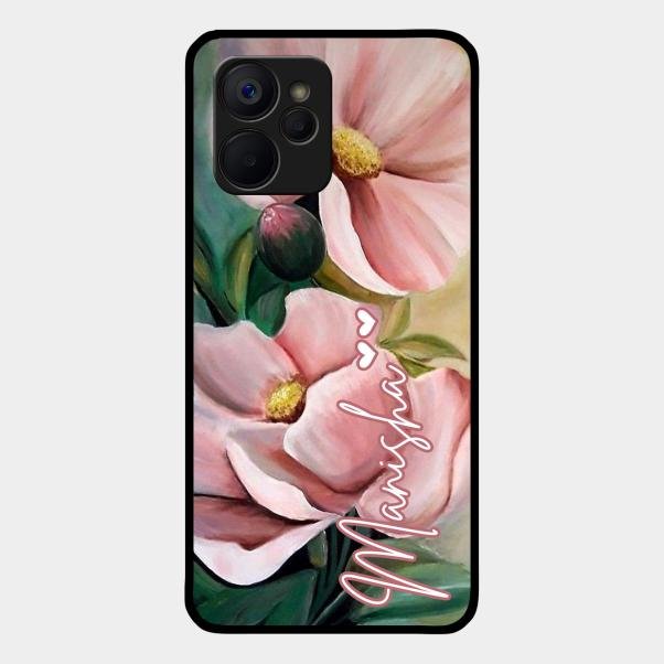 Paint Floral Poster Glass Case Cover For Realme 9I 5G