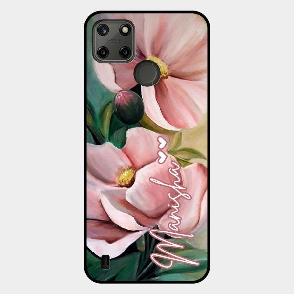 Paint Floral Poster Glass Case Cover For Realme C25Y
