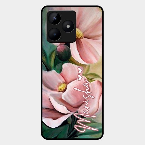 Paint Floral Poster Glass Case Cover For Realme C53
