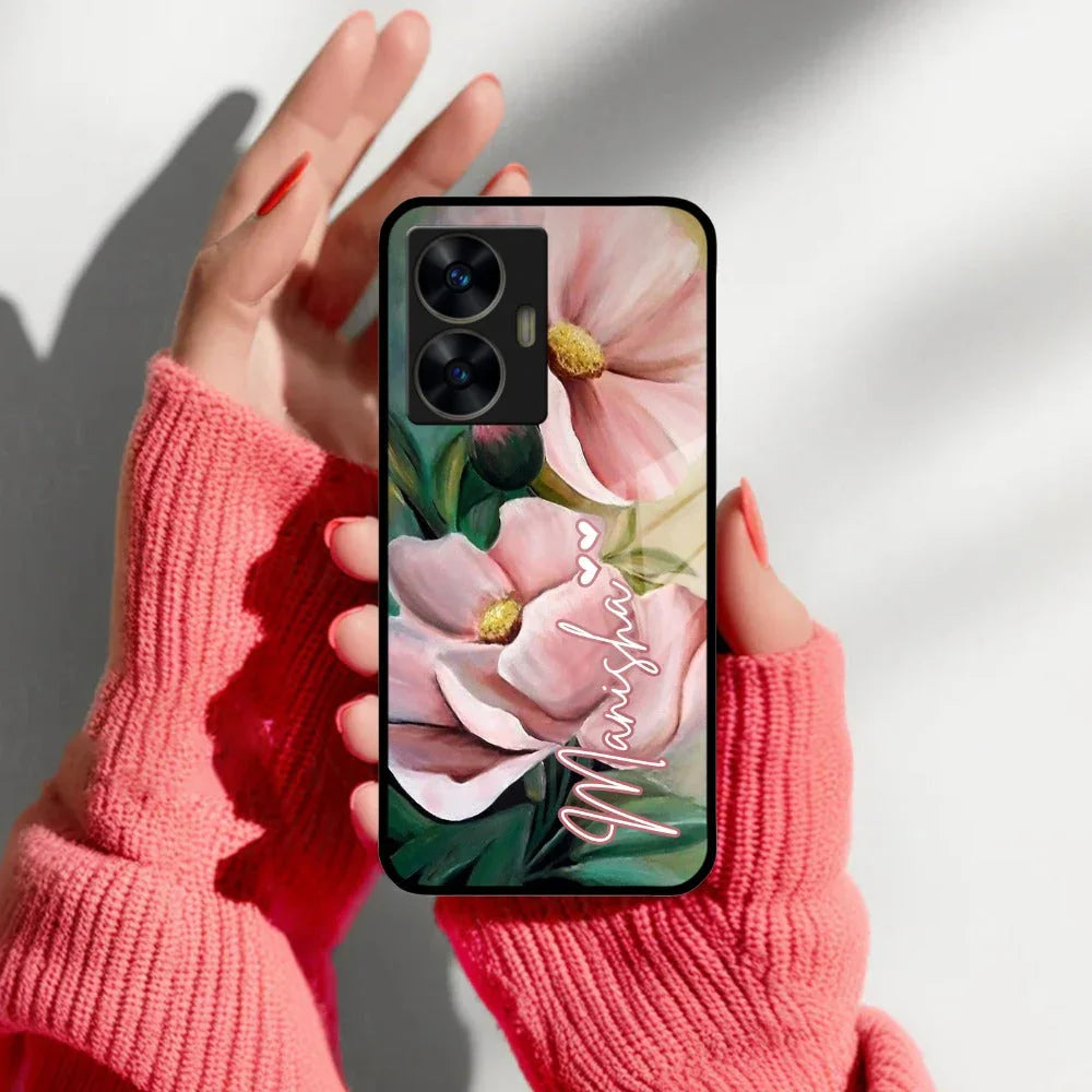 Paint Floral Poster Glass Case Cover For Realme/Narzo - ShopOnCliQ