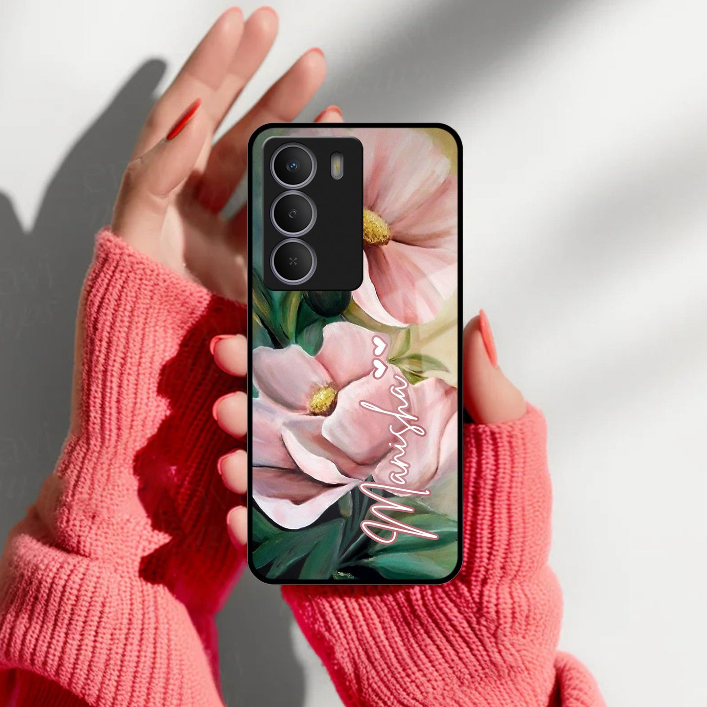 Paint Floral Poster Glass Case Cover For Realme/Narzo