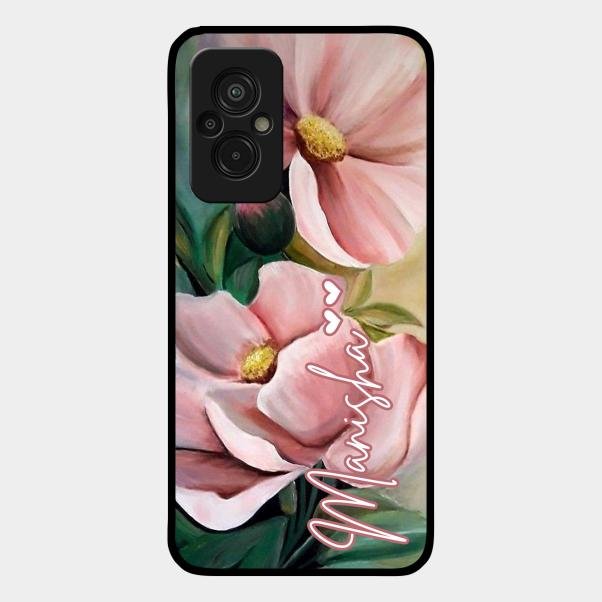 Paint Floral Poster Glass Case Cover For Redmi 11 Prime 4G