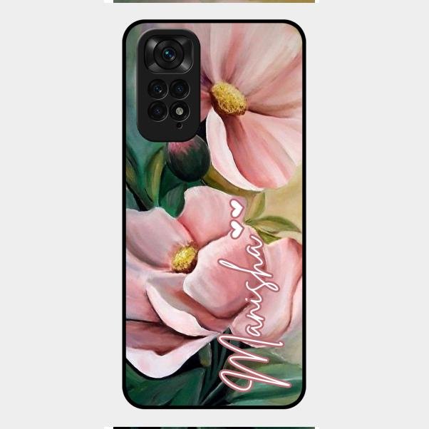 Paint Floral Poster Glass Case Cover For Redmi Note 11