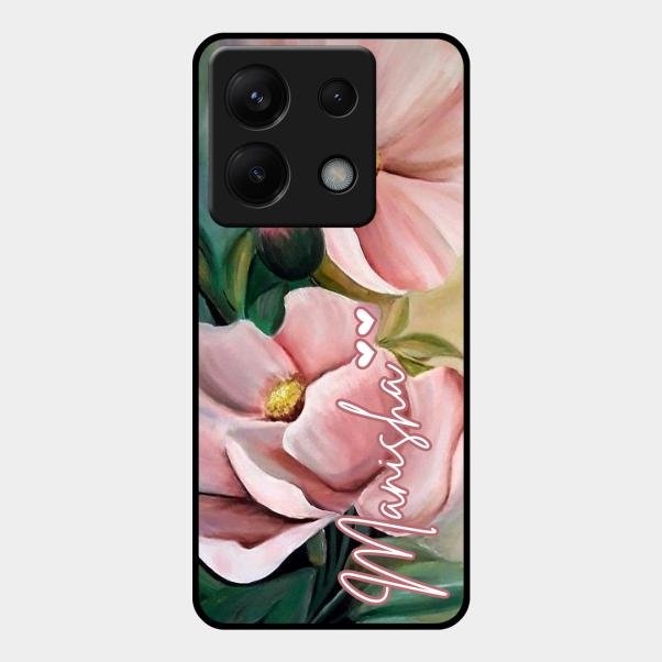 Paint Floral Poster Glass Case Cover For Redmi Note 13 Pro 5G