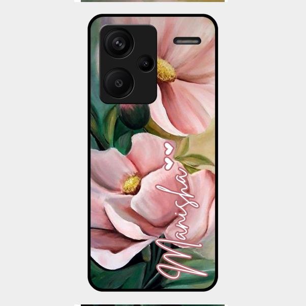 Paint Floral Poster Glass Case Cover For Redmi Note 13 Pro Plus 5G