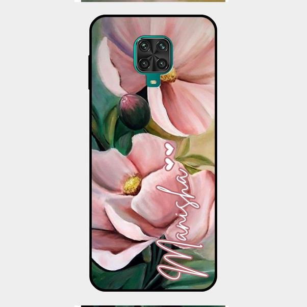 Paint Floral Poster Glass Case Cover For Redmi Note 9 Pro