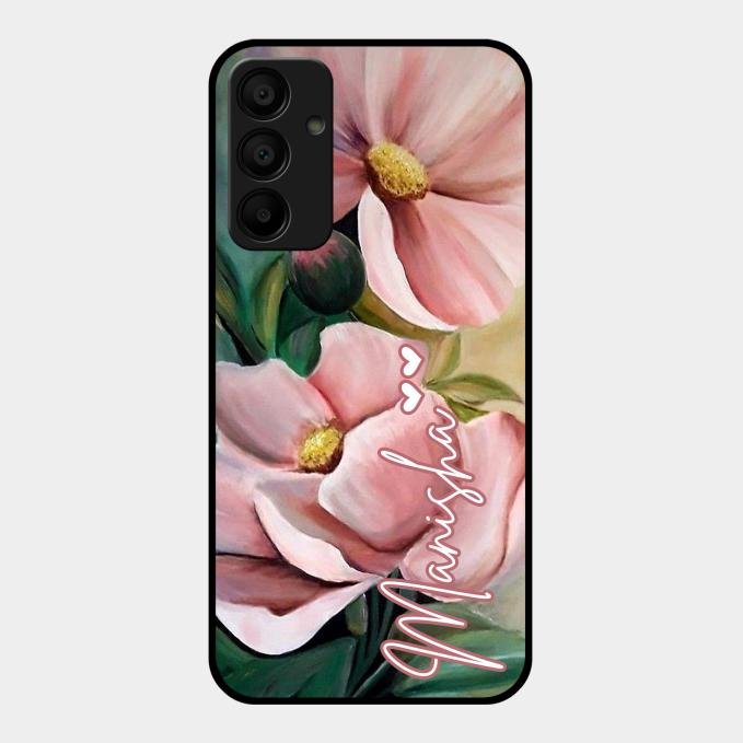 Paint Floral Poster Glass Case Cover For Samsung Galaxy F15 5G