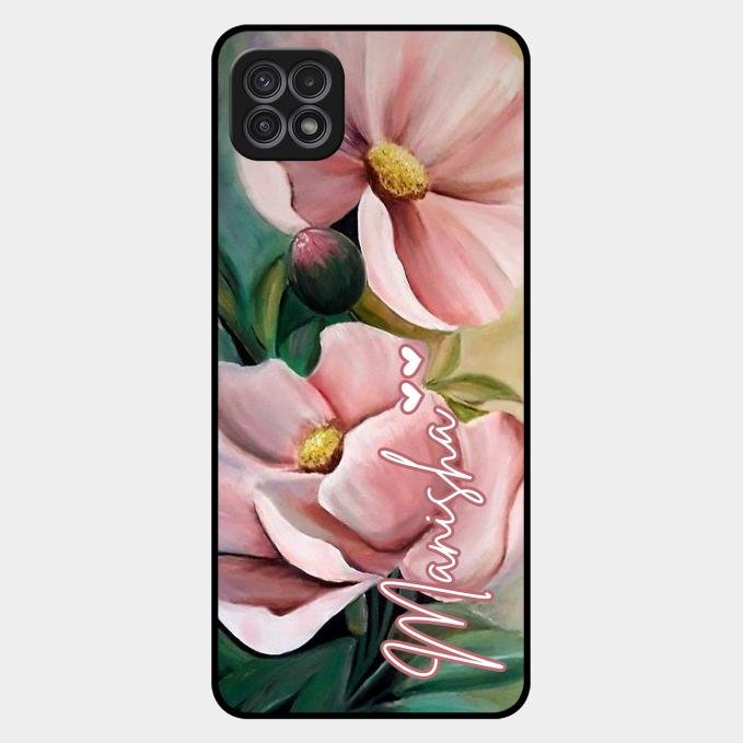 Paint Floral Poster Glass Case Cover For Samsung Galaxy F42 5G