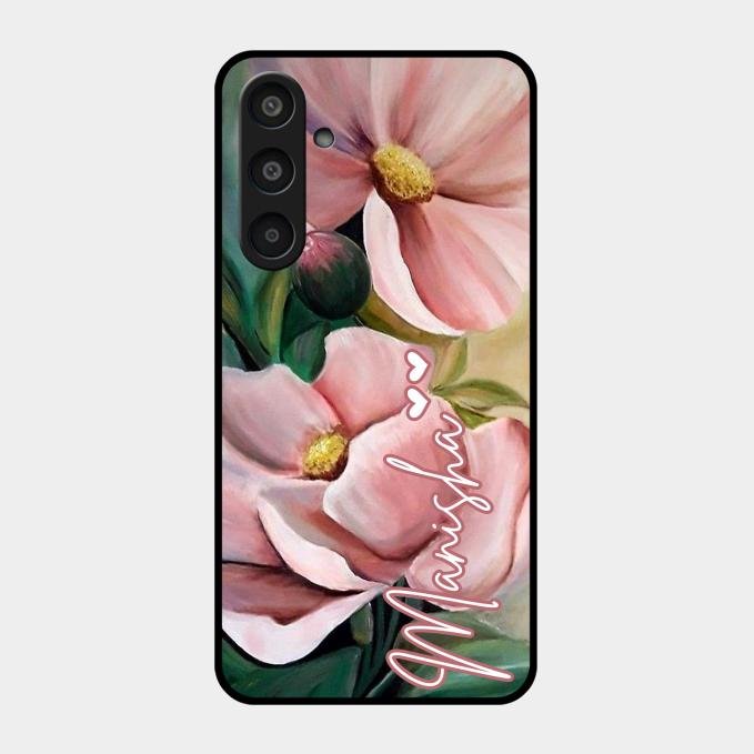 Paint Floral Poster Glass Case Cover For Samsung Galaxy M35 5G