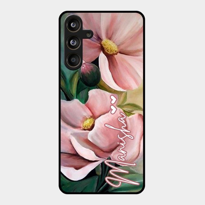 Paint Floral Poster Glass Case Cover For Samsung Galaxy M55 5G