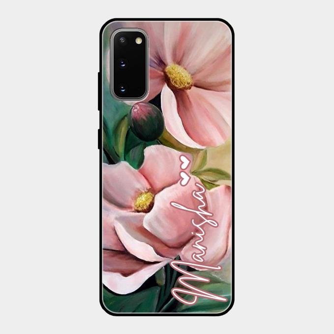 Paint Floral Poster Glass Case Cover For Samsung Galaxy S20