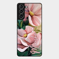 Paint Floral Poster Glass Case Cover For Samsung Galaxy S21