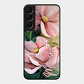 Paint Floral Poster Glass Case Cover For Samsung Galaxy S22 5G