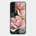 Paint Floral Poster Glass Case Cover For Samsung Galaxy S22 Plus 5G