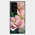 Paint Floral Poster Glass Case Cover For Samsung Galaxy S22 Ultra 5G