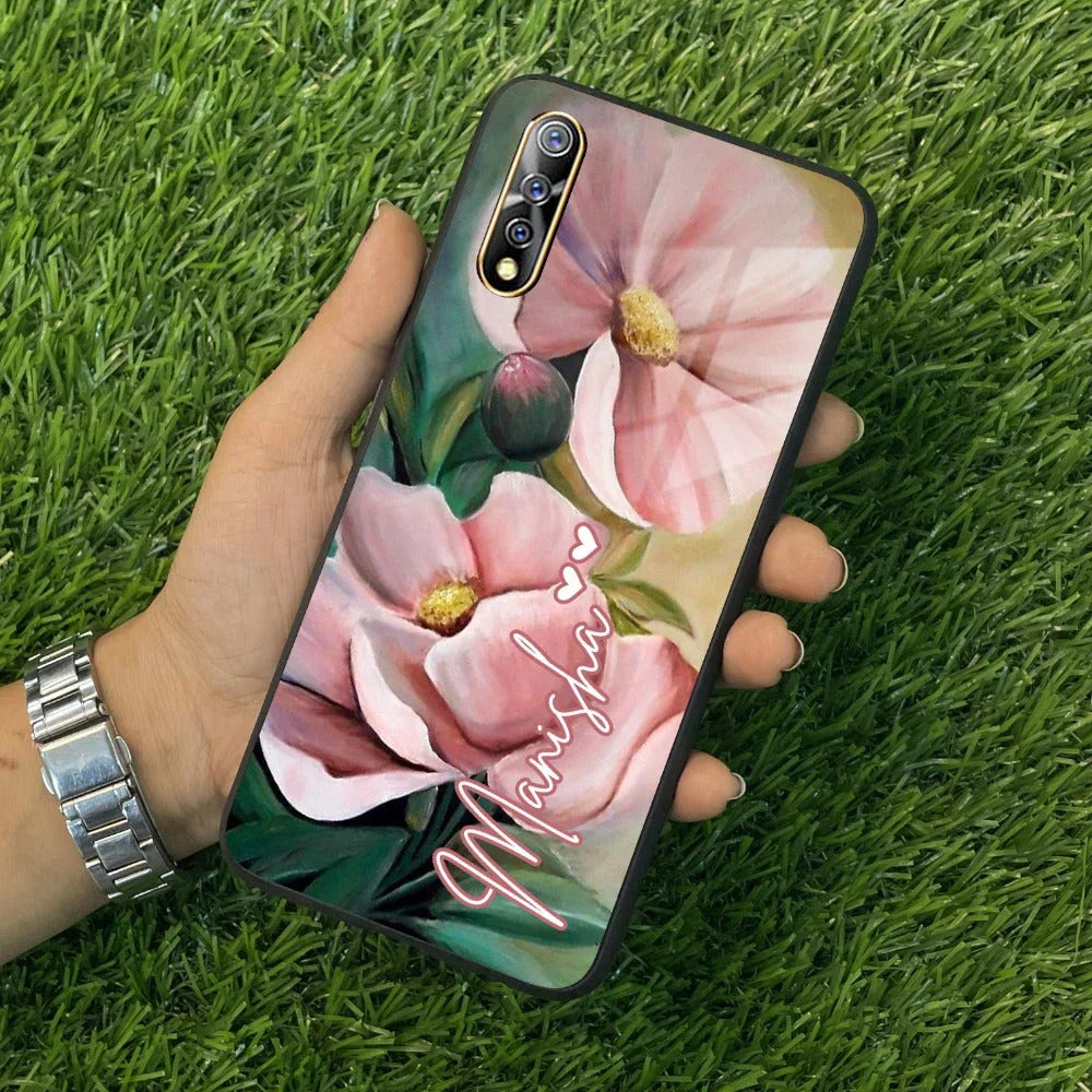 Paint Floral Poster Glass Case Cover For Vivo - ShopOnCliQ