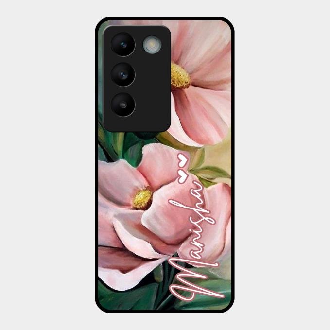 Paint Floral Poster Glass Case Cover For Vivo T3 5G