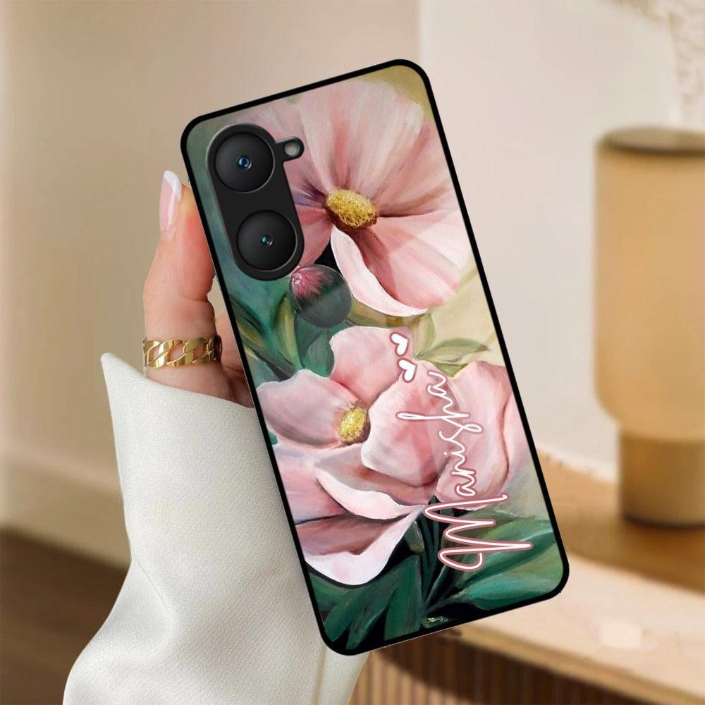 Paint Floral Poster Glass Case Cover For iQOO - ShopOnCliQ