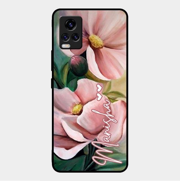Paint Floral Poster Glass Case Cover For Vivo V20 Pro 5G