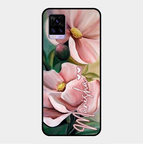 Paint Floral Poster Glass Case Cover For Vivo V20