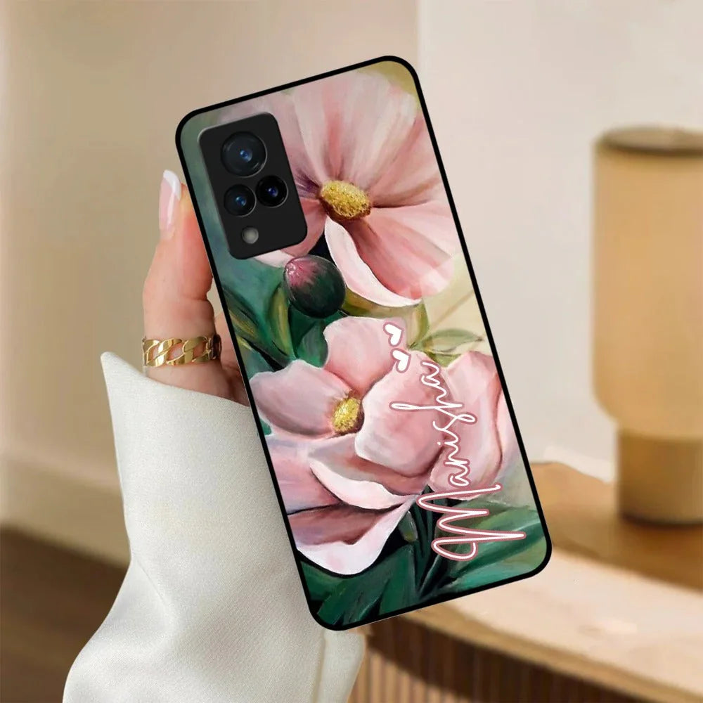 Paint Floral Poster Glass Case Cover For Vivo - ShopOnCliQ