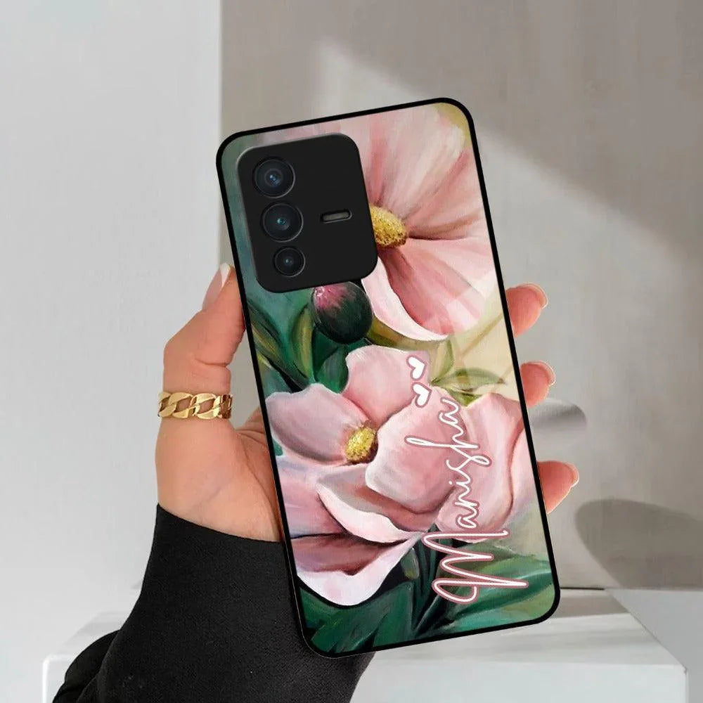 Paint Floral Poster Glass Case Cover For Vivo - ShopOnCliQ