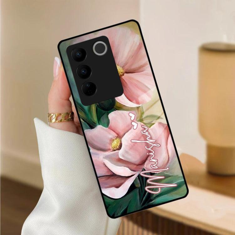 Paint Floral Poster Glass Case Cover For Vivo - ShopOnCliQ