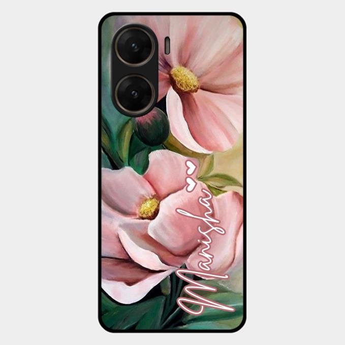 Paint Floral Poster Glass Case Cover For Vivo V29E 5G