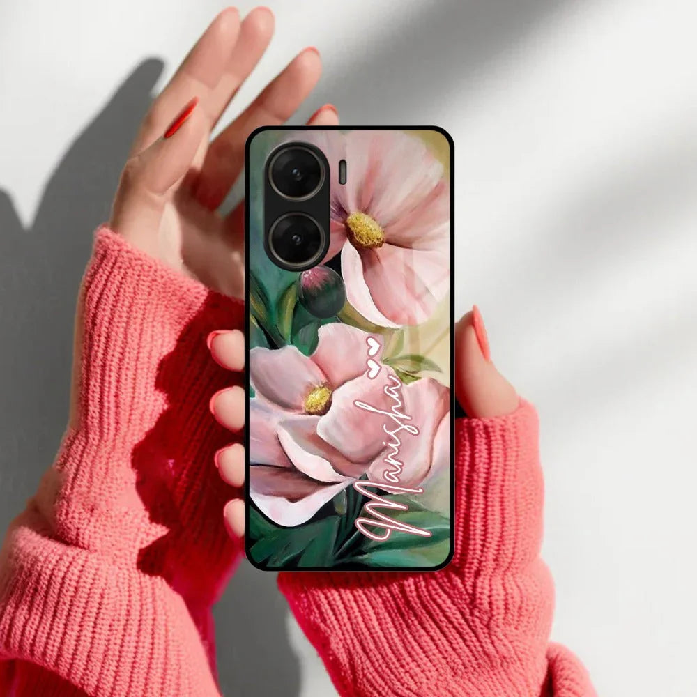 Paint Floral Poster Glass Case Cover For Vivo - ShopOnCliQ