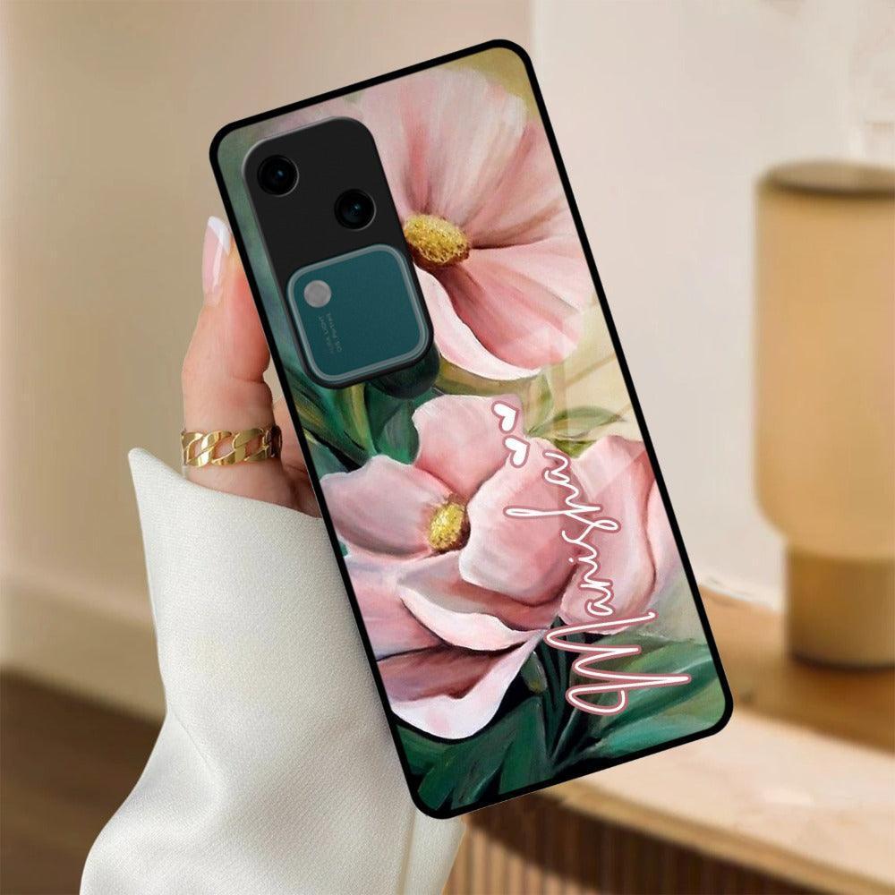 Paint Floral Poster Glass Case Cover For Vivo - ShopOnCliQ