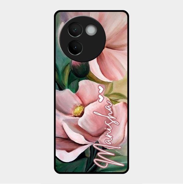 Paint Floral Poster Glass Case Cover For Vivo V30E 5G