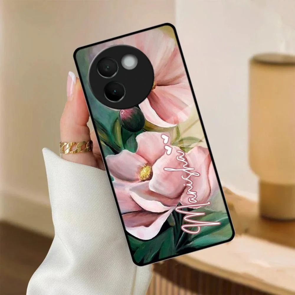 Paint Floral Poster Glass Case Cover For Vivo - ShopOnCliQ