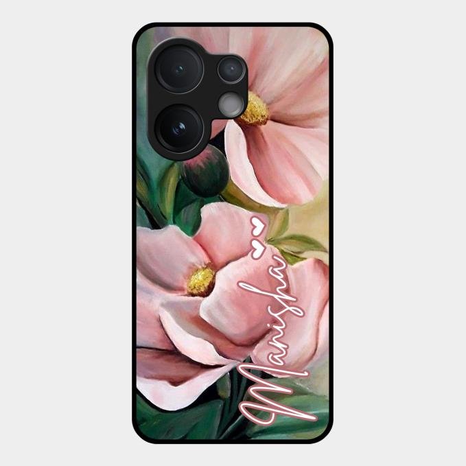 Paint Floral Poster Glass Case Cover For Vivo V60 5G