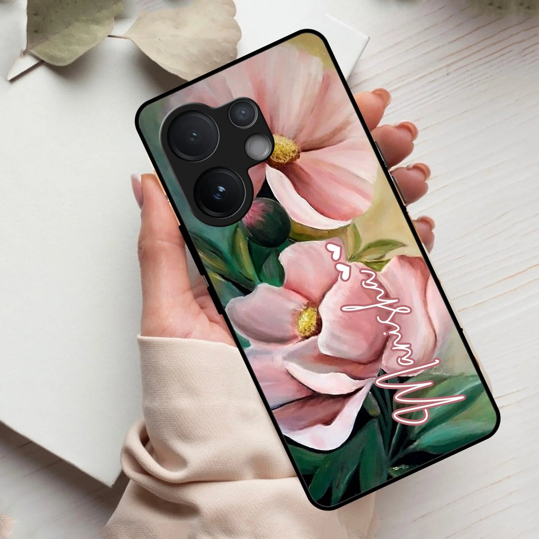 Paint Floral Poster Glass Case Cover For Vivo - ShopOnCliQ