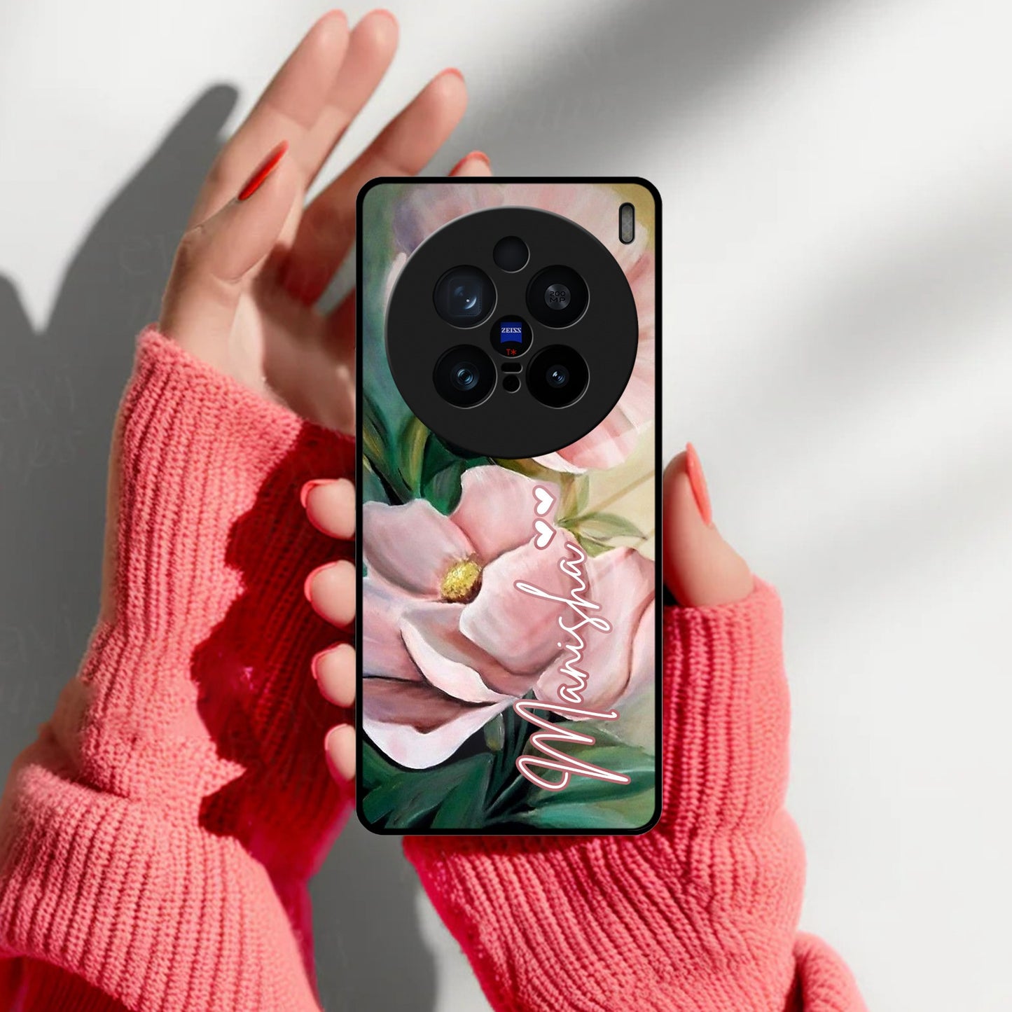 Paint Floral Poster Glass Case Cover For Vivo