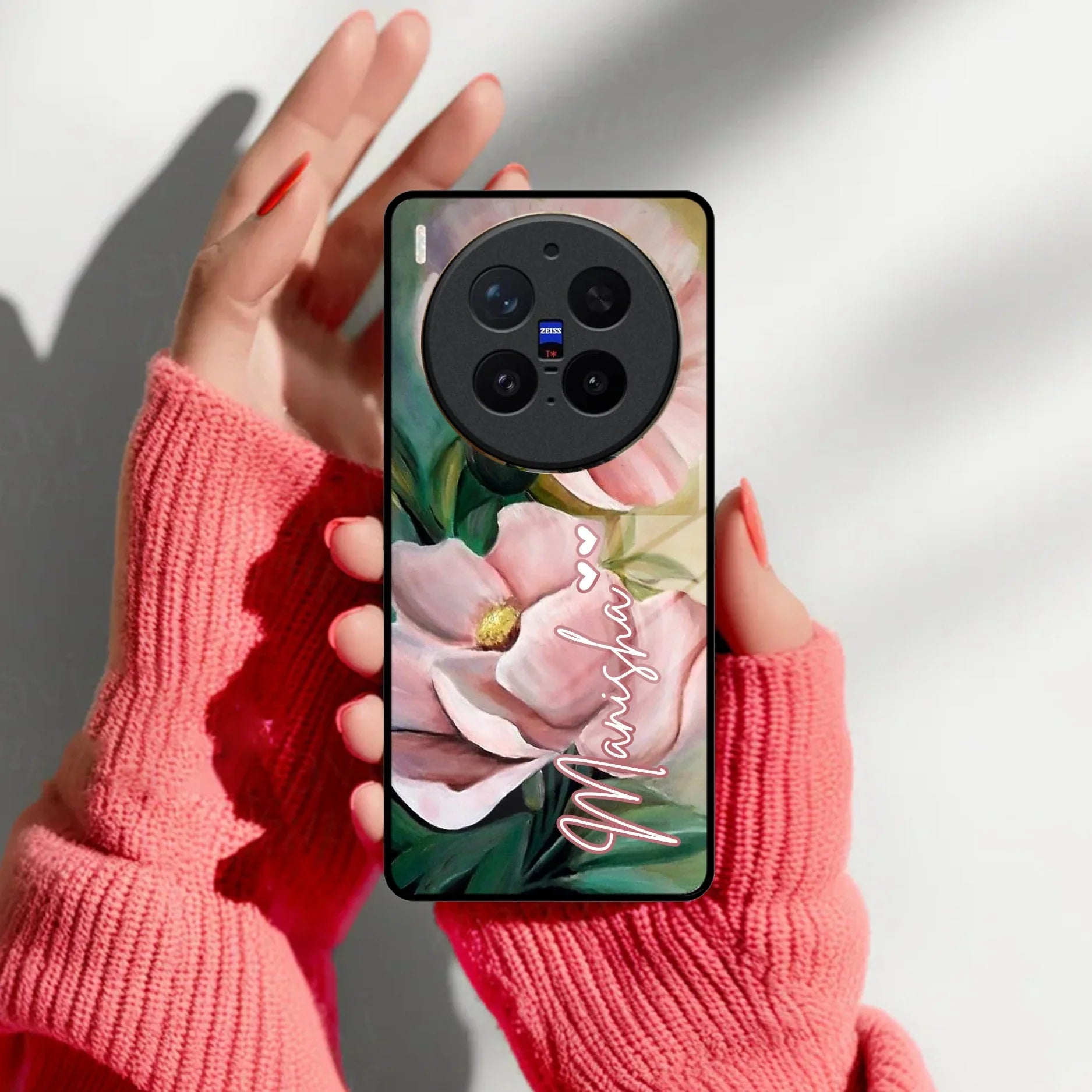 Paint Floral Poster Glass Case Cover For Vivo