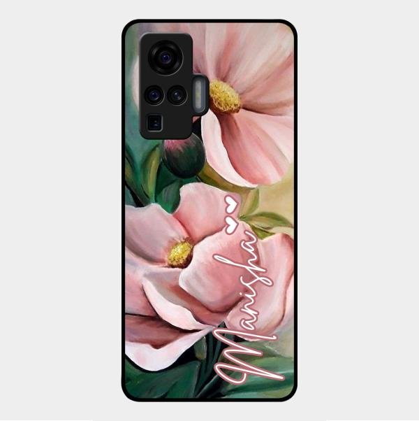 Paint Floral Poster Glass Case Cover For Vivo X50 Pro 5G
