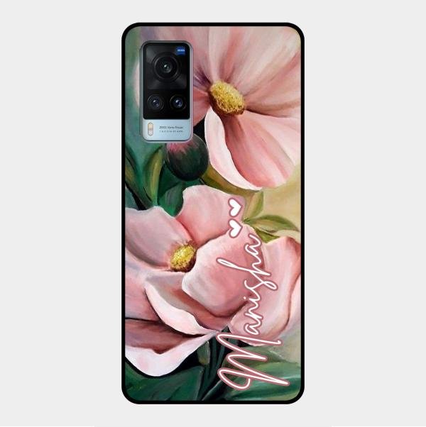 Paint Floral Poster Glass Case Cover For Vivo X60 5G