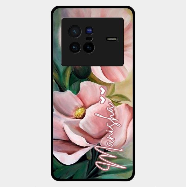 Paint Floral Poster Glass Case Cover For Vivo X80 5G