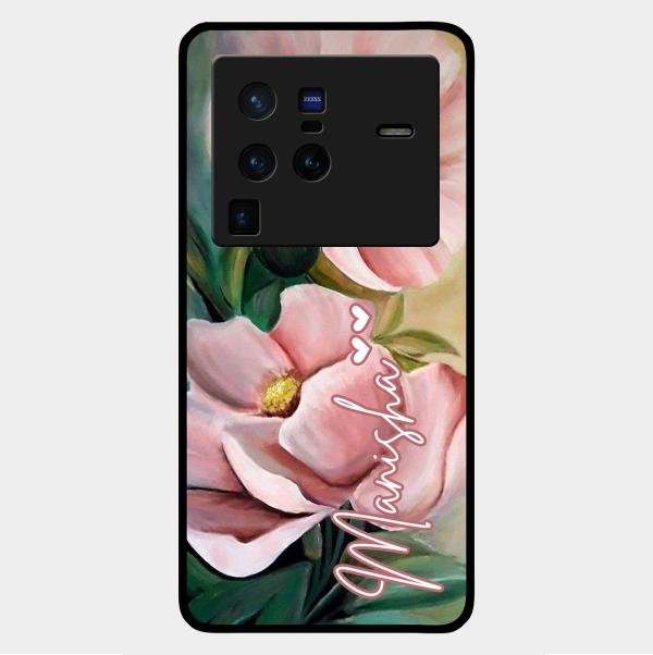 Paint Floral Poster Glass Case Cover For Vivo X80 Pro 5G
