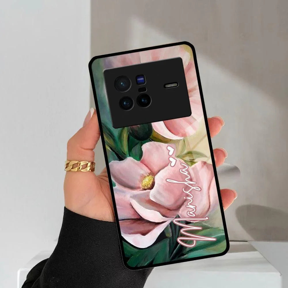 Paint Floral Poster Glass Case Cover For Vivo - ShopOnCliQ