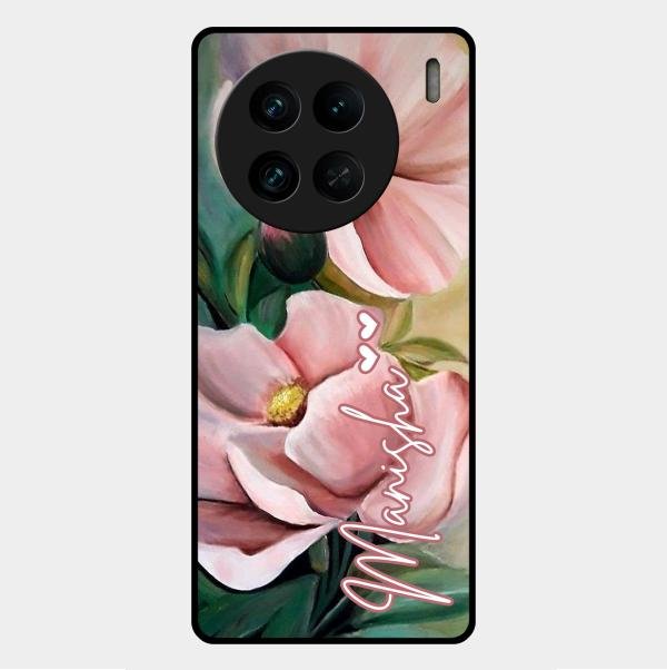 Paint Floral Poster Glass Case Cover For Vivo X90 Pro 5G