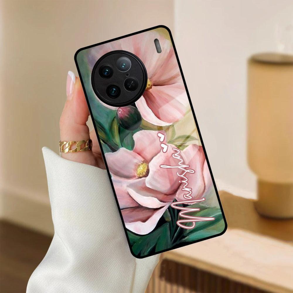 Paint Floral Poster Glass Case Cover For Vivo - ShopOnCliQ
