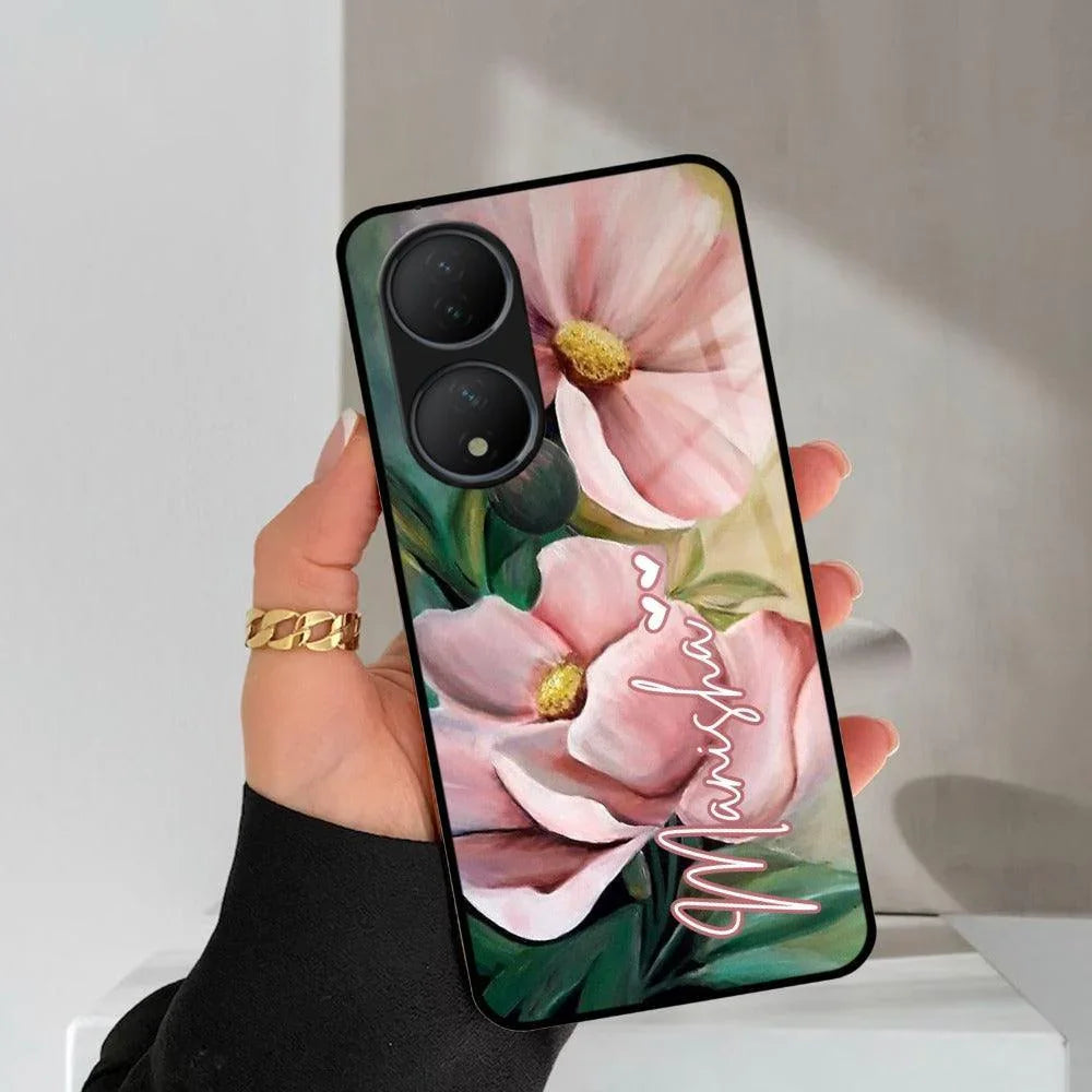 Paint Floral Poster Glass Case Cover For Vivo - ShopOnCliQ