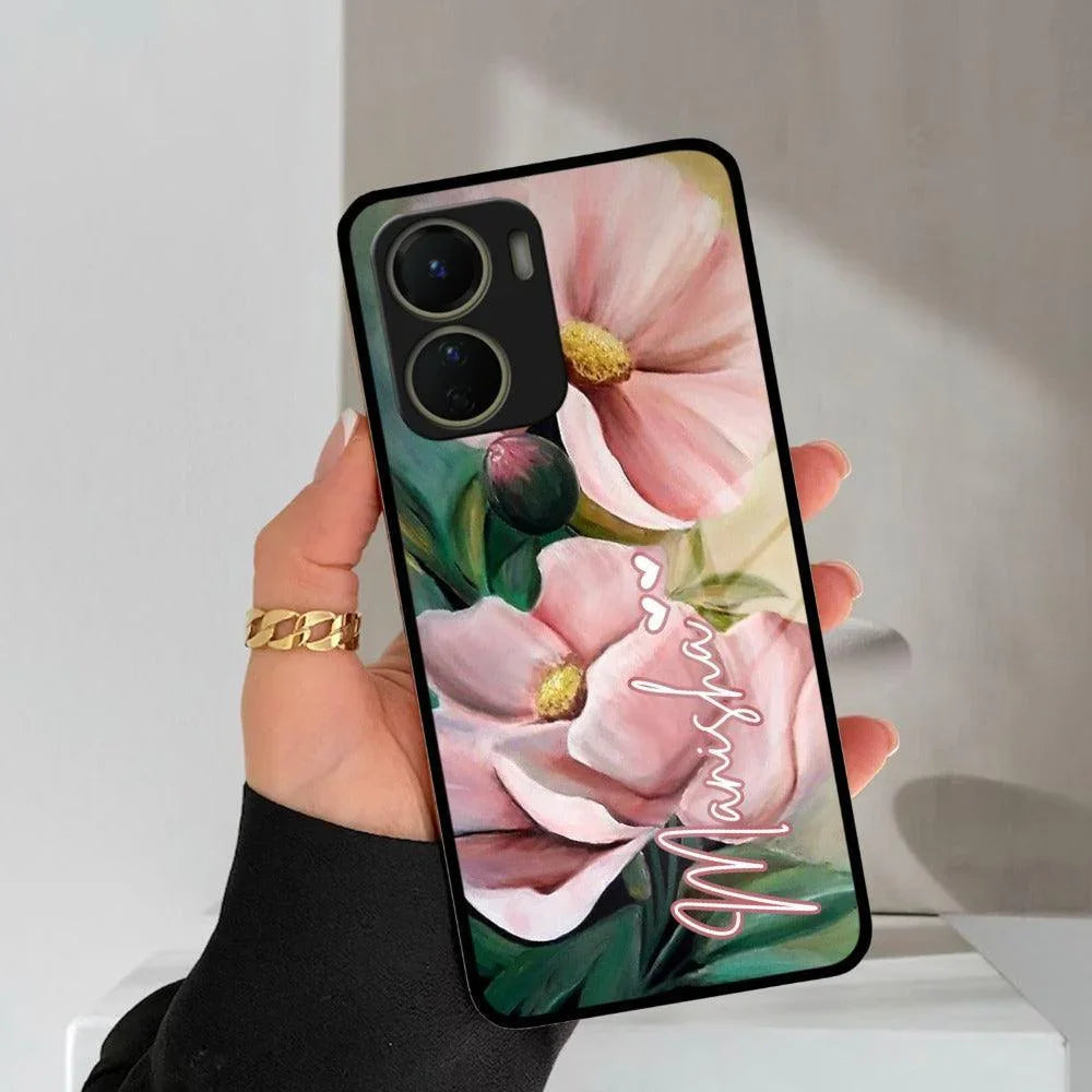 Paint Floral Poster Glass Case Cover For Vivo - ShopOnCliQ