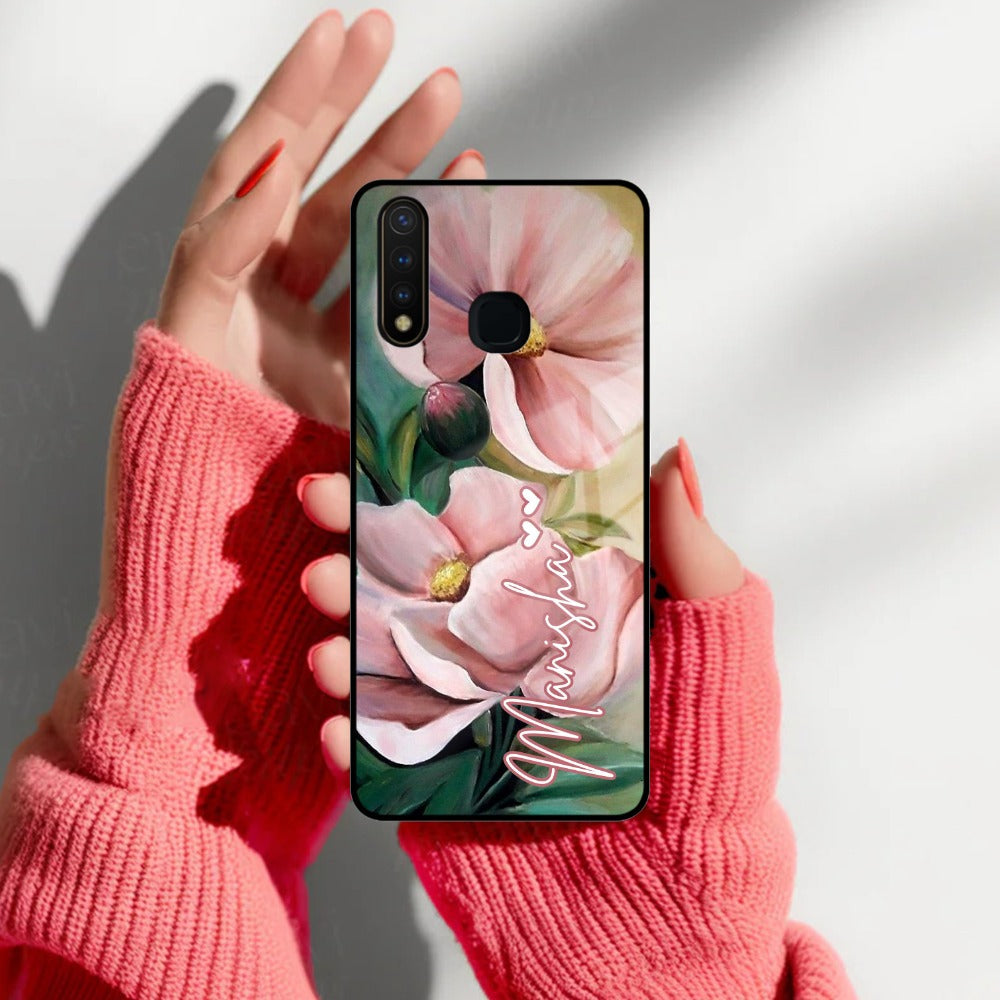 Paint Floral Poster Glass Case Cover For iQOO