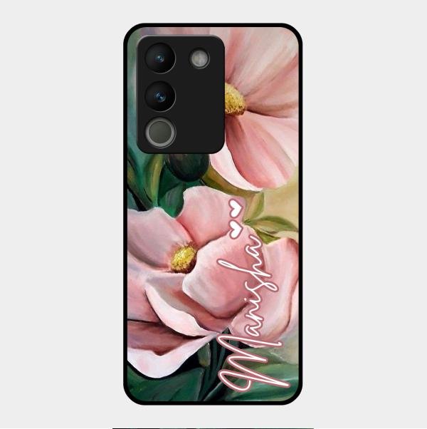 Paint Floral Poster Glass Case Cover For Vivo Y200 5G