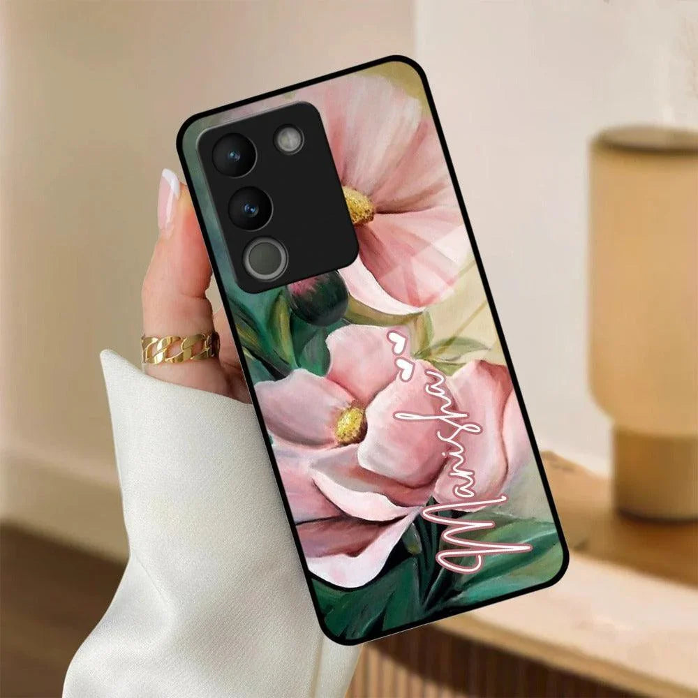 Paint Floral Poster Glass Case Cover For Vivo - ShopOnCliQ