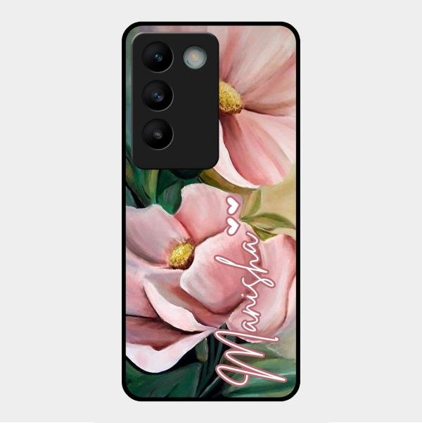 Paint Floral Poster Glass Case Cover For Vivo Y200E 5G