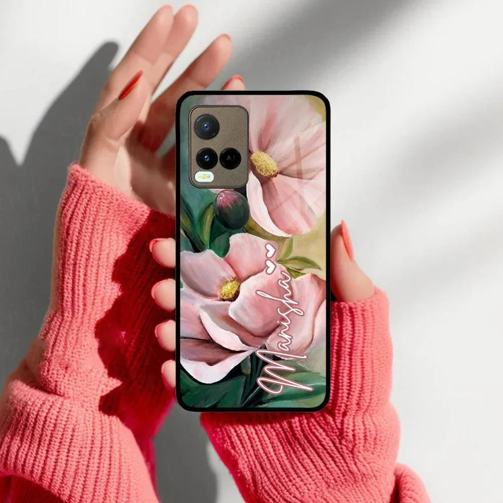 Paint Floral Poster Glass Case Cover For Vivo - ShopOnCliQ